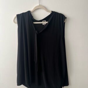 Anne Klein Black Sleeveless Blouse with Tie Detail